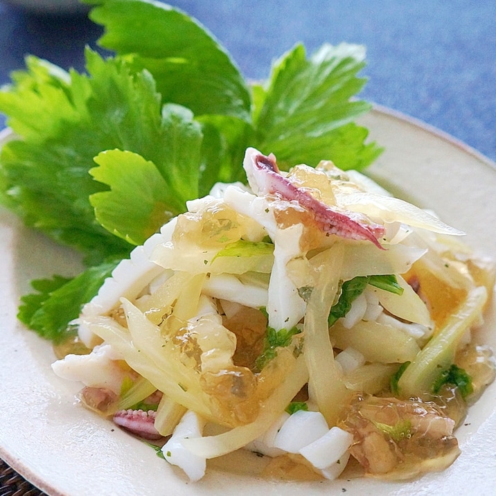 イカとセロリの香草マリネ☆キラキラジュレのせ